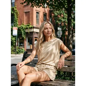 Two Piece Sets for Women Summer Crew Neck LoungeShort Sets Cap Sleeve Drawstring Sweatsuit with Pocket2026 Spring/Summer Round Neck Loose Short Sleeve Two-Piece Set for Women tiktokshopspringglowup