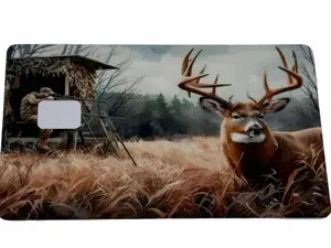 Deer Hunting Card Sticker Cover - Buck & Hunter Outdoors Anime Artwork Design for DIY Scrapbooking, Stamping Projects