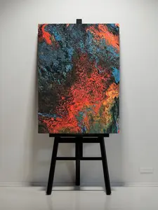 Blackened Flame | 18x24” | Hand-Poured Acrylic Pour Artwork on Canvas - Ready to Hang Unframed Wall Decor