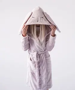 Plush Robe For Women – Soft Cozy Hooded Bathrobe with Long Bunny Ears for All Seasons