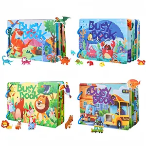 Busy Book Set, 1 Set Reusable Quiet Activity Sticky Book, Montessori Sensory Learning Book for Boys & Girls, School Supplies, Visual Learning Tools