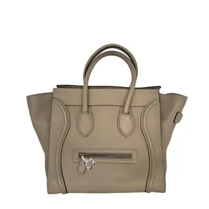 Pre-owned Celine Calfskin Handbags Luggage Mini Beige LNL0328