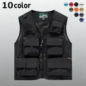 Men’s 10-Color Multi-Pocket Versatile Vest | Breathable Mesh Fishing Vest | Lightweight Outdoor Tactical Work Sleeveless Top, Suitable for Hiking and Camping