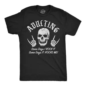 Mens Funny T Shirts Adulting Some Days I Rock It Sarcastic Tee For Men Mens Funny T Shirts Cool Vintage Fashion T-Shirt Gift Classic Menswear Funny  Short Sleeve Novelty Tees for Guys Black -