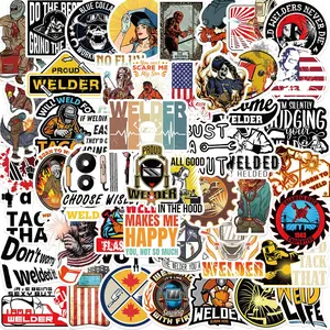 Welder Sticker, 50pcs/set Welder Sticker, DIY Decorative Sticker for Luggage Skateboard Motorcycle Refrigerator Notebook, Adhesive Stickers