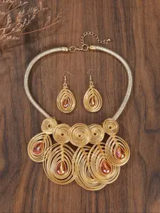 2pcs/set Black Friday Special Offer Fashionable Handmade Aluminum Wire Phoenix Tail Water Drop Pendant Neck Collar Necklace Earring Set Party Carnival Wedding Festival Decoration Fashion Jewelry Set