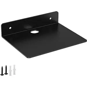Small Shelf for Wall, 5 Inch, Metal Floating Shelves for Echo, Cameras, Small Speaker Wall Mount Shelves (Black 1pcs)