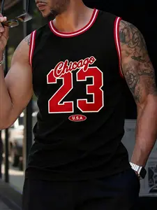 Men's High Quality Basketball Jersey,Regular Fit Casual Sleeveless Round Neck Basketball Vest,Chicago #23 Stitched Sportswear,Men's Summer Clothes for Training Competition, Sports Top, Gym Workout Tops, Gym Apparel