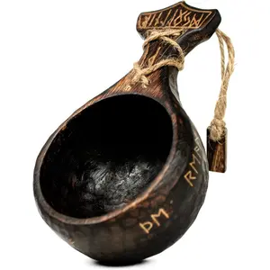 Traditional kuksa cup 12oz Ultimate unique handcrafted tankard lightweight, durable Food Grade Medieval Style rustic wood camping mug Eco-Friendly Nordic Design Bushcraft Bowl-