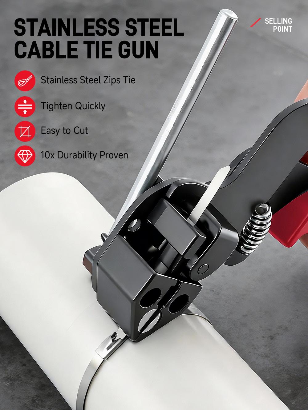 Stainless Steel Cable Tie Gun Kit with 100PCS 11.8" UV-Resistant 304 Heavy Duty Zip Ties for Chain Link Fences Exhaust Pipes Outdoor Use 200LBS Tensile Strength for Garage & Garden Stainless Steel Cable Tie Gun Kit with 100PCS 11.8" UV-Resistant 304 Heavy Duty Zip Ties for Chain Link Fences Exhaust Pipes Outdoor Use 200LBS Tensile Strength for Garage & Garden