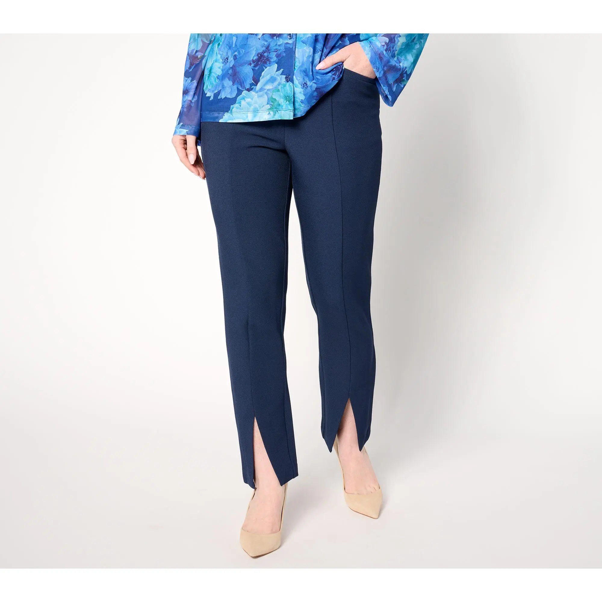 Isaac Mizrahi Live! Tall Timeless Twill Slim Straight Ankle Pants