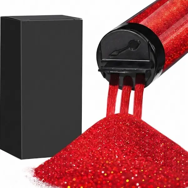 Holographic Body Glitter Powder, 180g (6.35oz) Red Iridescent Fine Glitter - for Face, Nails, Crafts (Beauty & Personal Care Highlighter)