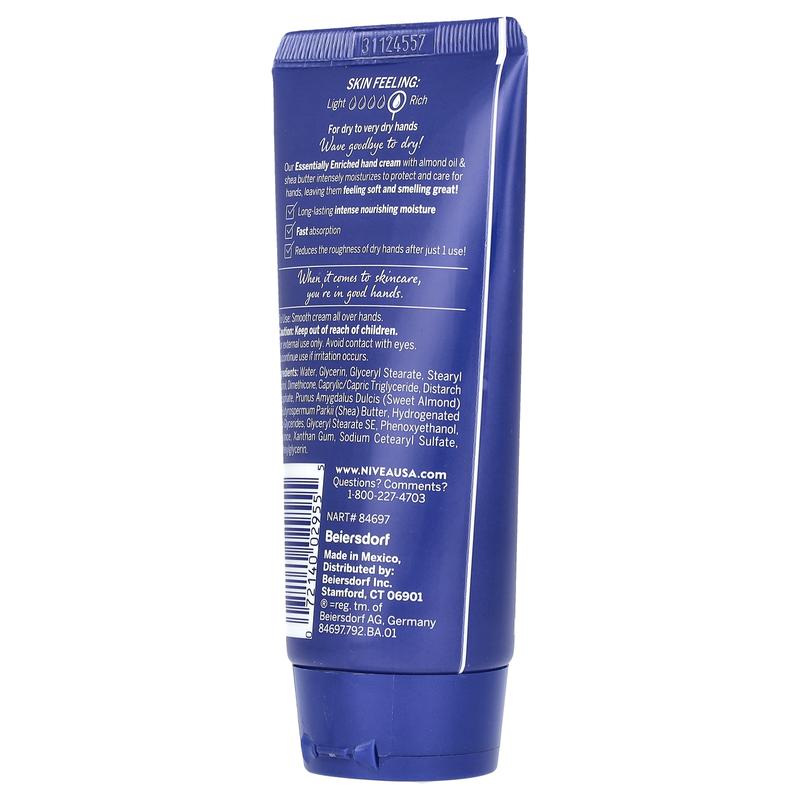 Nivea Essentially Enriched Hand Cream, Almond Oil & Shea Butter, 2.6 oz (74 g)
