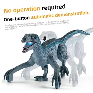 Remote Control Velociraptor Dinosaur Toy – Realistic Walking with Cool Lights & Sound Effects, One-Key Demo, Blue/Brown Design, Perfect for Dinosaur Adventures, Best for Holiday and Birthday Gifts
