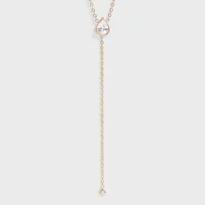 Teardrop CZ Lariat Necklace