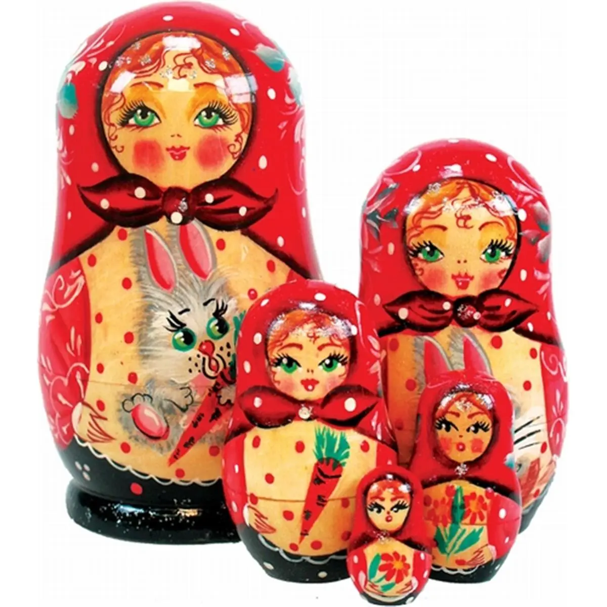 G.Debrekht Freehand-Painted Russian Rabbit Nested Dolls - 5-Piece 5-Inch Set, Decorative Toy for Creating Long-Lasting Beautiful Memories, Decoration