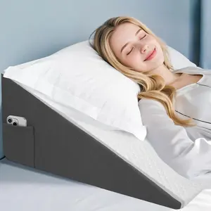 Cooling Memory Foam Wedge Pillow, 12-Inch Incline Support for Sleeping and Reading for Adults with Removable Cover