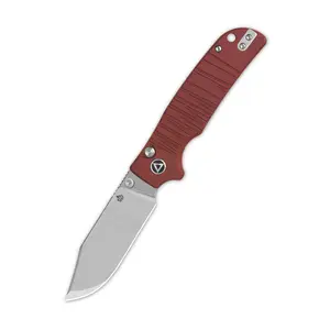 QSP Kali Button Lock Folding Knife, 14C28N Steel Blade, G10 Handle, 3.25" Blade, Deep Carry Pocket Clip, Ceramic Ball Bearing, Reversible Clip, EDC Knife