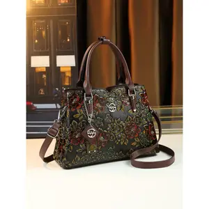 Women's Floral Embossed Handbag, Fashionable Large Capacity Shoulder Bag for Daily Used, Casual Trendy Versatile High-quality Daily Commuting Bag