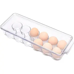 12 Eggs Holder for Refrigerator Clear Egg Container for Fridge Kitchen