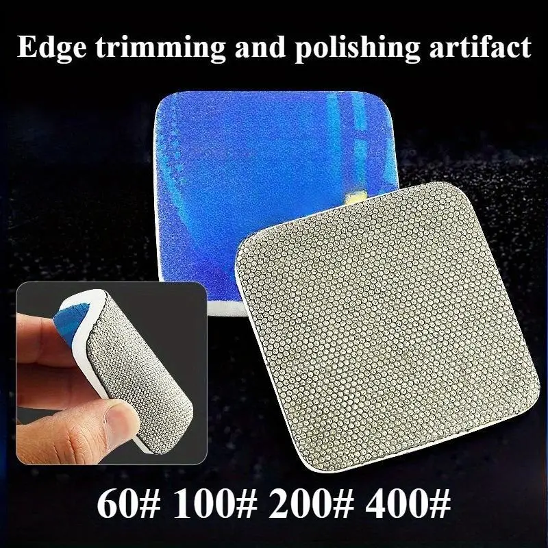Hand crafted edge polishing tool, soft grinding disc polishing tool, deburring, inner corner polishing, scratch repair, cleanable and reusable