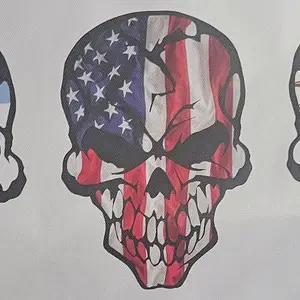Patriotic Skull Perforated Window Sticker Decor Decorative