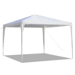 10×10ft White Waterproof Pop-Up Canopy Tent - Spiral Tube Frame Gazebo, Ideal for Wedding, Camping
