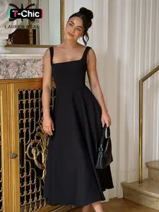 Women's Solid Color Tank Dress, Asymmetrical Backless Dress, Elegant Sleeveless Dress for Party Dating, Ladies Summer Clothes