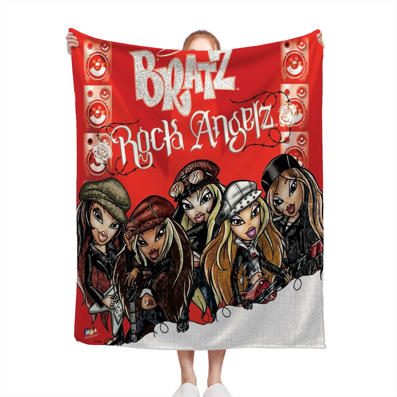 Soft Cozy Throw Blanket Red Bratz Cartoon Print Fleece Warm Winter Home Decor Gift For Girls Teens Bratz-Rock-Angelz-11
