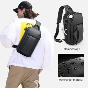 Men's multifunctional large-capacity chest bag, fashionable crossbody bag, trendy new waterproof Oxford cloth shoulder chest bag for male students