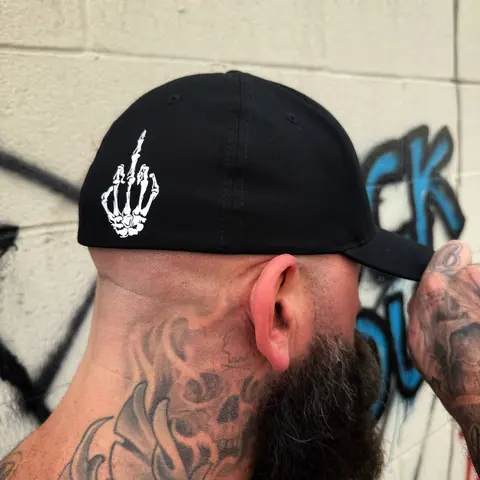 TheDriveClothing FU FLEXFIT Men's Fitted Baseball Cap - Black 6-Panel Mid Profile, Premium Cotton Stretch, Breathable Softness, Street Casual Soft Streetwear Accessory, Black Cap Baseball, Fitted Hats