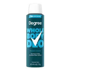 Degree Men Whole Body Deodorant Spray for Men Ocean Rush Aluminum Free 72H Odor Protection 4 oz