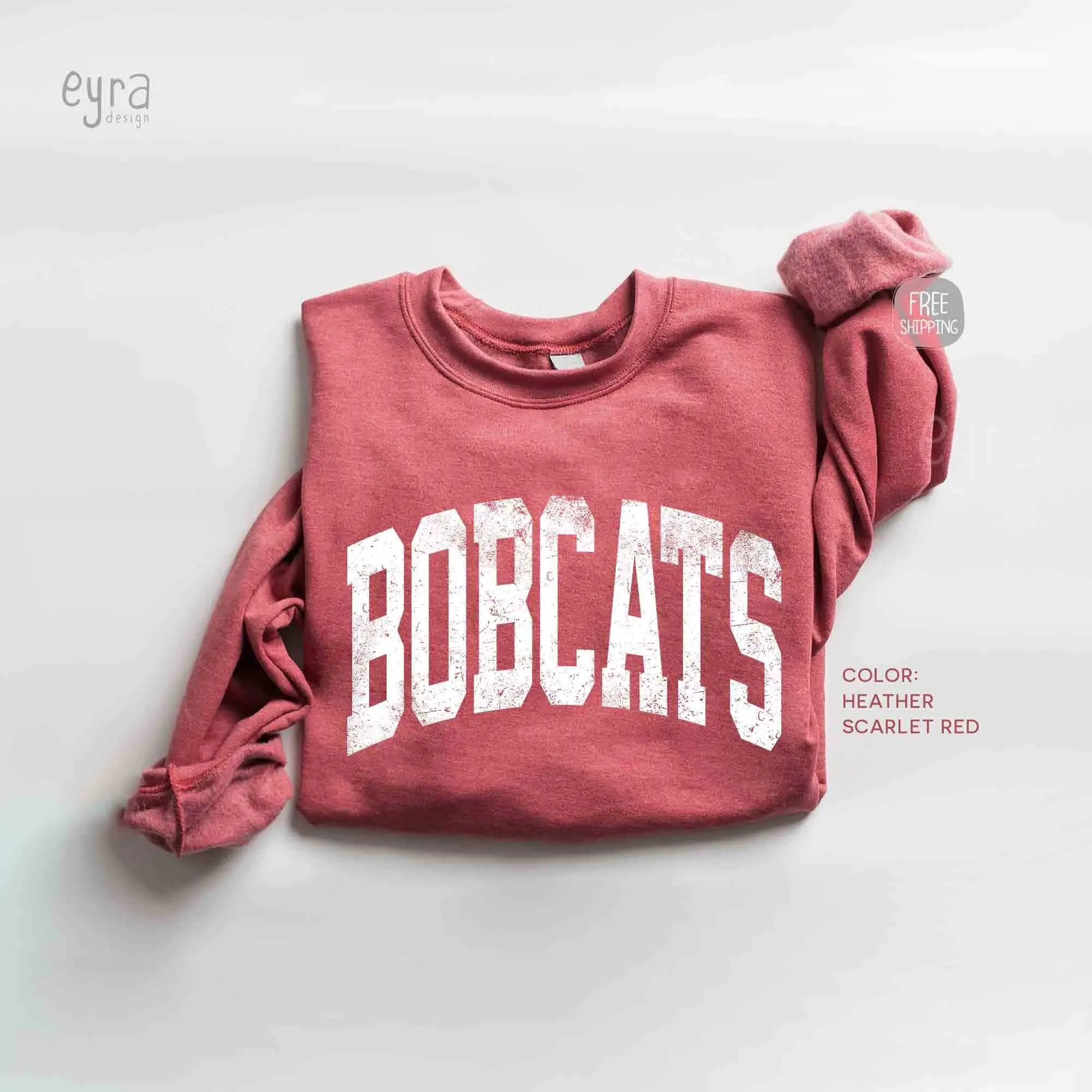 Vintage Bobcats Sweatshirt, Bobcats Game Day, Bobcats Mascot Sweater, Men's Sports Gift, Tailgate Football Crewneck, College Team Spirit Cotton Trending