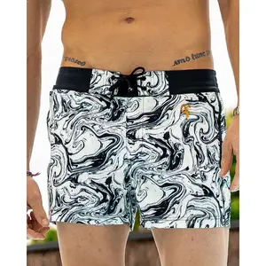 Cookies & Cream Swirl Swim Trunks - 3"