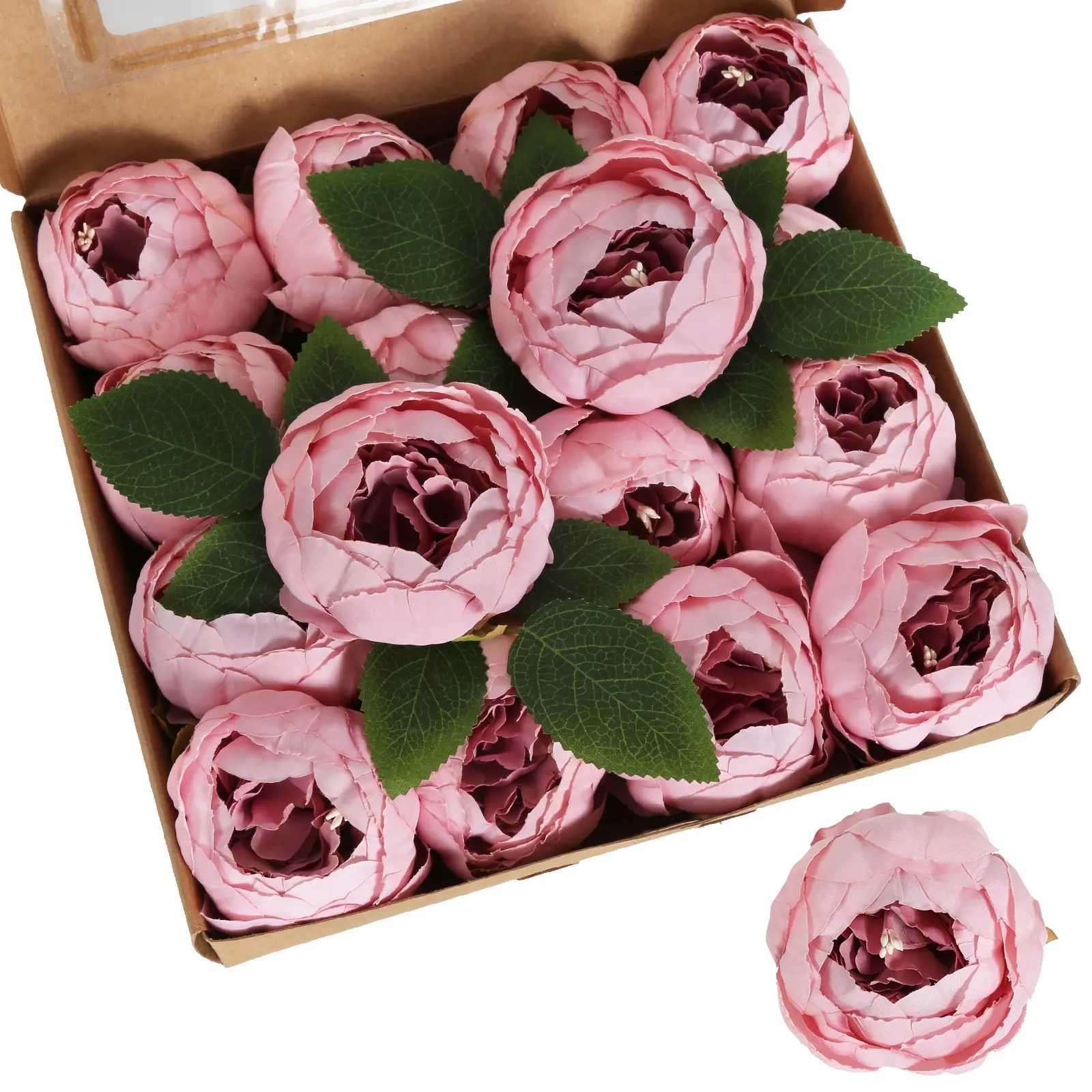 16-Stem Reusable Dark Red (Wine Red) Artificial Peony Flowers, 3.5in/9cm Diameter 9.8in/25cm Height Bulk Vintage Faux Peonies for Wedding Bridal Centerpieces, Home Decor, Hotel Corridor Table Arrangements, 16 Stems