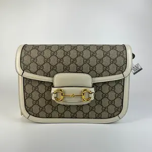 Pre-owned GUCCI 681 GG Supreme Horsebit 1955 Shoulder Bag