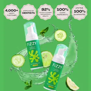 Fizzy Oral Care 3-in-1 Retainer Cleaner Foam - 2 Pack Mint Cucumber Lime Dental Appliances