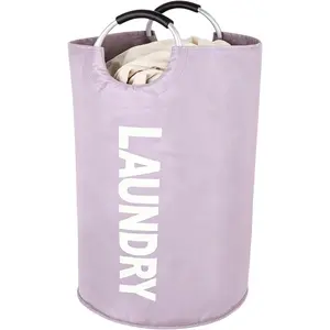 115L Collapsible Laundry Bag with Handle,Large Dirty Clothes Hamper Foldable Laundry Hamper,Purple Collapsible Laundry Basket Dorm Waterproof Hamper Tall Bin,Container for Snacks Dolls