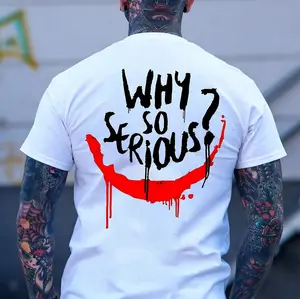 WHY SO SERIOUS Graffiti Print Men's T-shirt, Top Menswear, Cotton Tee Shirt Casual Streetwear