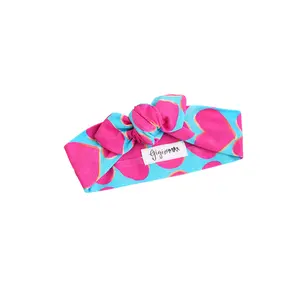 Cora TOPKNOT HEADBAND Soft Bamboo Baby Newborn Valentine's Day Hearts Hair Accessories 23" Long Super Stretchy Viscose Fabric