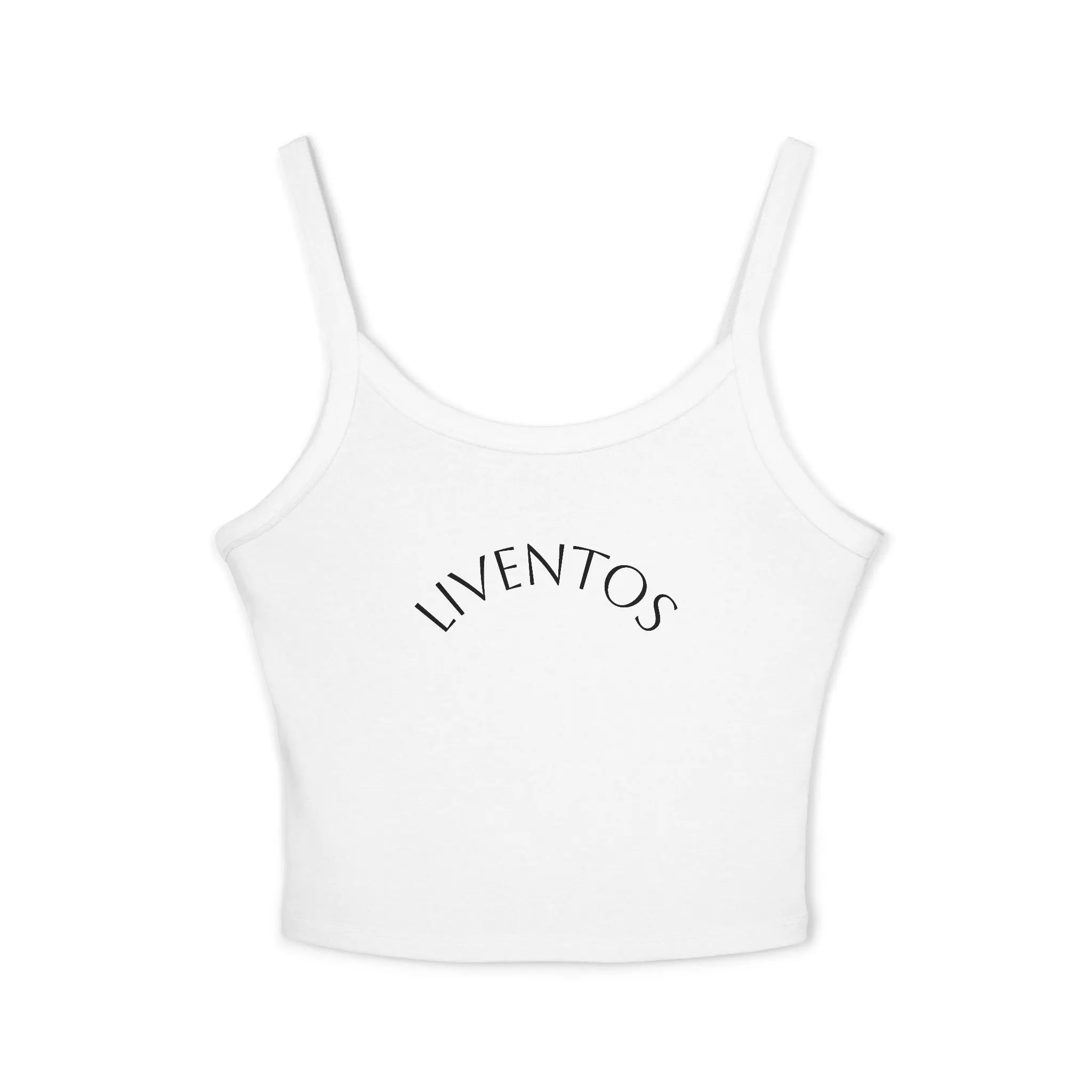 LIVENTOS arched text tank top | women's spaghetti strap crop top