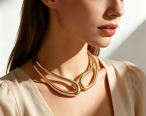 Women's Chunky Gold/Silver/Mixed Color Vintage Choker Necklace - Fashion Statement, Gold Statement, Large Ornate, Modern Chic, Shiny Chunky Necklaces, Elegant Versatile Durable Accessory for Everyday Wear, Gift Giving, Fashion Statement Necklaces