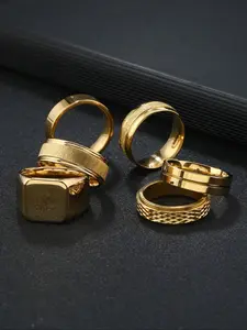 Men's Stainless Steel Rings Set, Simple Rotatable Stress Relief Rings, Hip Hop Punk Style, Casual Daily Commute Jewelry Gift