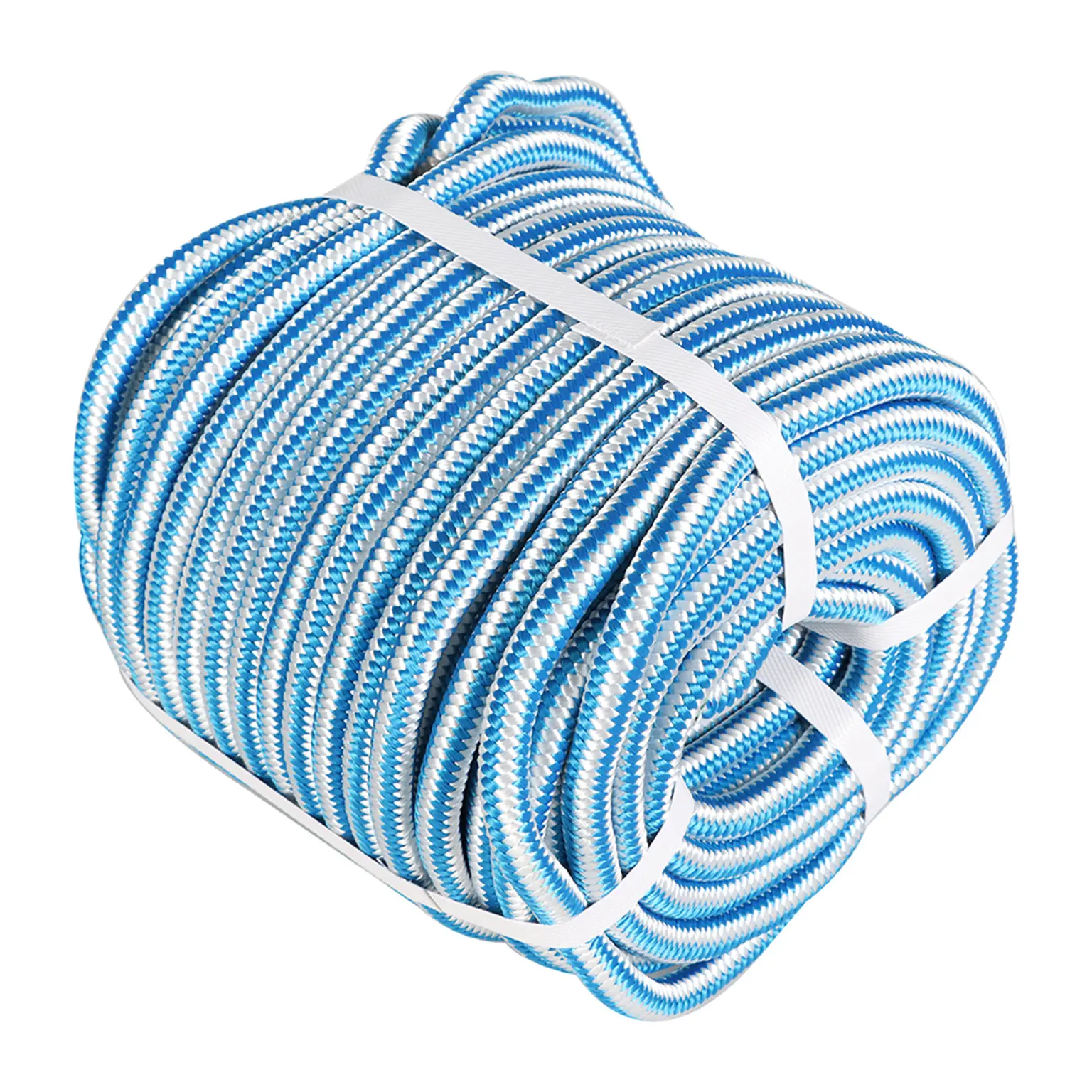1/2 In x 150 FT Blue White Braided Polyester Arborist Suspension Rope - Synthetic, High Tenacity, Flexible Braided Rigging Material Rope for Tree Work, Holiday Decoration, Braided Polyester Rope, Synthetic Rope
