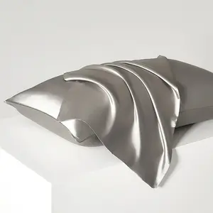 2-Piece Soft Silk Pillowcases Set, Hotel-Style Pure Color Design, Gentle Washable Bedding Essentials, Ideal for Home & Travel Use