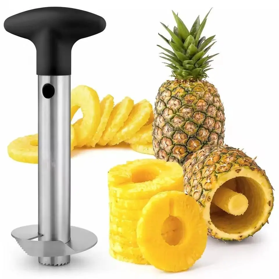 3-in-1 Pineapple Corer & Slicer Stainless Steel Pineapple Cutter Peeler Fruit Corer Kitchen Tool Easy Twist Handle BPA Free