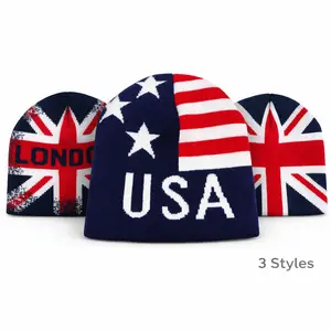 USA & UK Flag Beanie Hat – Winter Warm Knitted Skull Cap for Men & Women (3 Styles)