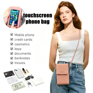 Women's Lightweight Small Crossbody Bag Phone Wallet Crossbody Purse Square Leather Crossbody Wallet for Travel Card Holder Document Bag Touchscreen Compatible SpringStatements