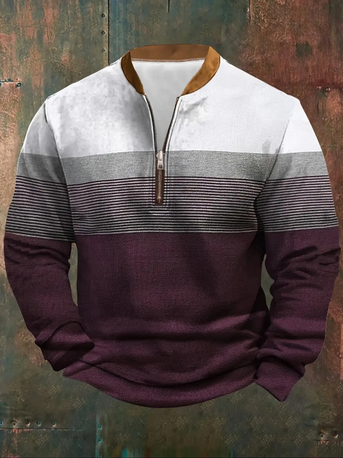 Men's Colorblock Zip Up Sweatshirt, Regular Fit Casual Long Sleeve Half Zip Pullover for Daily Wear, Men's Top for All Seasons