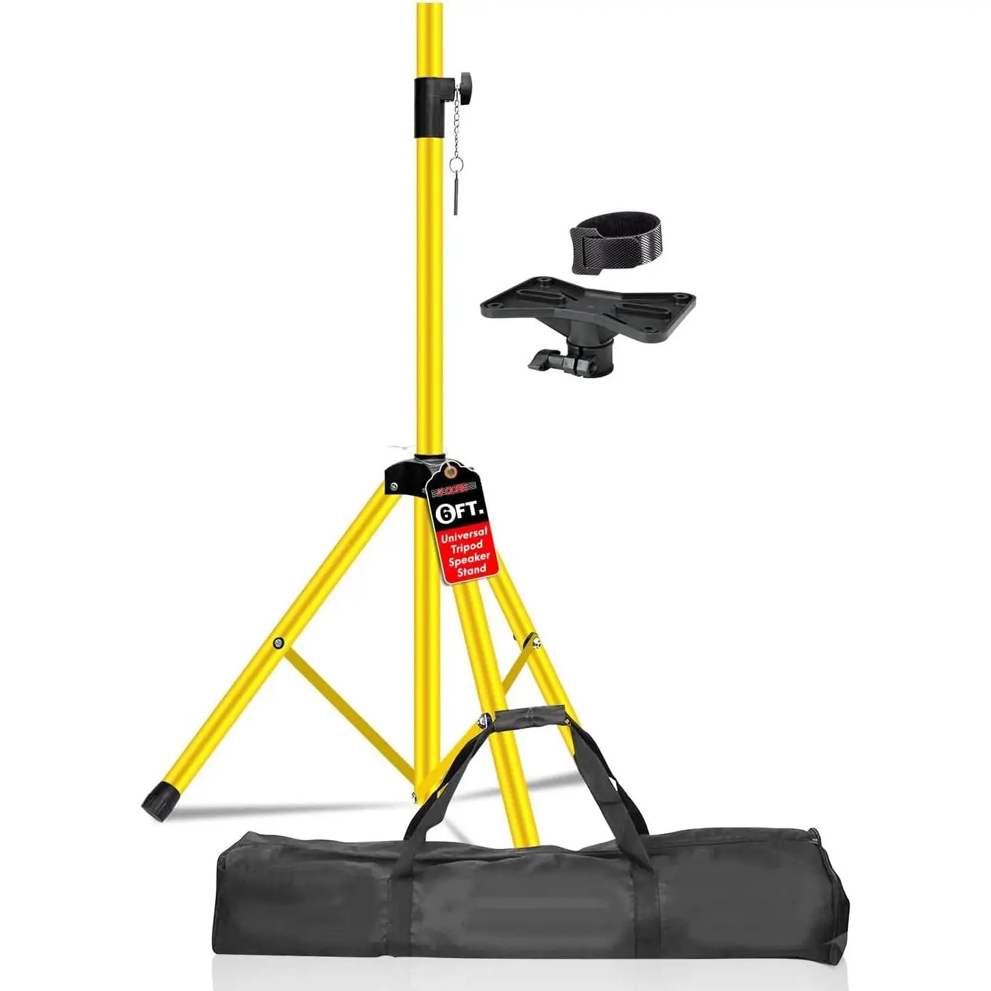 5 Core Speaker Stand Adjustable Telescoping Height to 72" Heavy Duty Tripod for PA DJ Events Universal 35mm Mount Includes Carry Bag for On Stage and Studio Yellow, Accessories, Metal